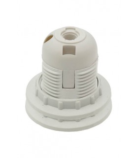 E27  ПЛАСТМАСОВА ФАСУНГА БЯЛ ЦВЯТ С РЕЗБА И 2 ПРЪСТЕНА 7300010 VITO