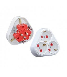3 GUNG PLUG SOCKET SCHUCKO 45o TRIANGLE WHITE 16A 8006240 VITO