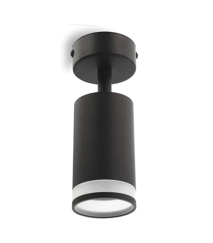 ЛУНА ЗА ВЪНШЕН МОНТАЖ LUMO-C GU10 С РЕГУЛИРУЕМ ЪГЪЛ Φ55x100mm ЧЕРЕН С ПРОЗРАЧНА ЧАСТ 2102240 VITO