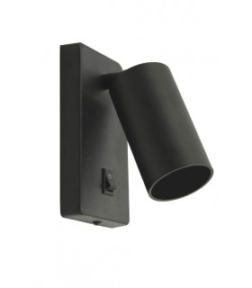 WALL LIGHT FIXTURE LUMO-W GU10 ADJUSTABLE ANGLE WITH SWITCH Φ55x100mm 60x140mm BLACK 2101910 VITO