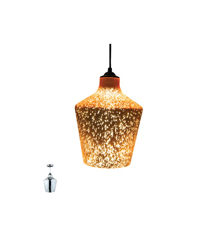 PENDANT LIGHTING FIXTURE ART V7 1xE27 3D DIGITAL ARTWORK CHROME MADE OF GLASS 4102410 VITO