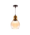 PENDANT LIGHTING FIXTURE ART 2812 1xE27 MADE OF GLASS GOLDEN & AMBER 4102370 VITO