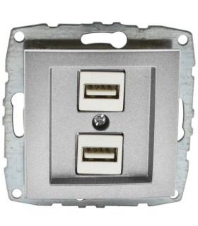 DESPINA Механизъм двойно USB зарядно Сребро