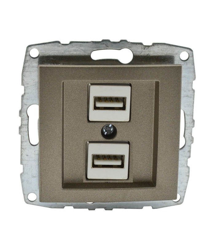 DESPINA МЕХАНИЗЪМ ДВОЙНО USB ЗАРЯДНО БРОНЗ