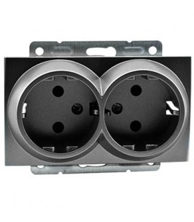 DESPINA Механизъм Контакт двоен заземен  Антрацит