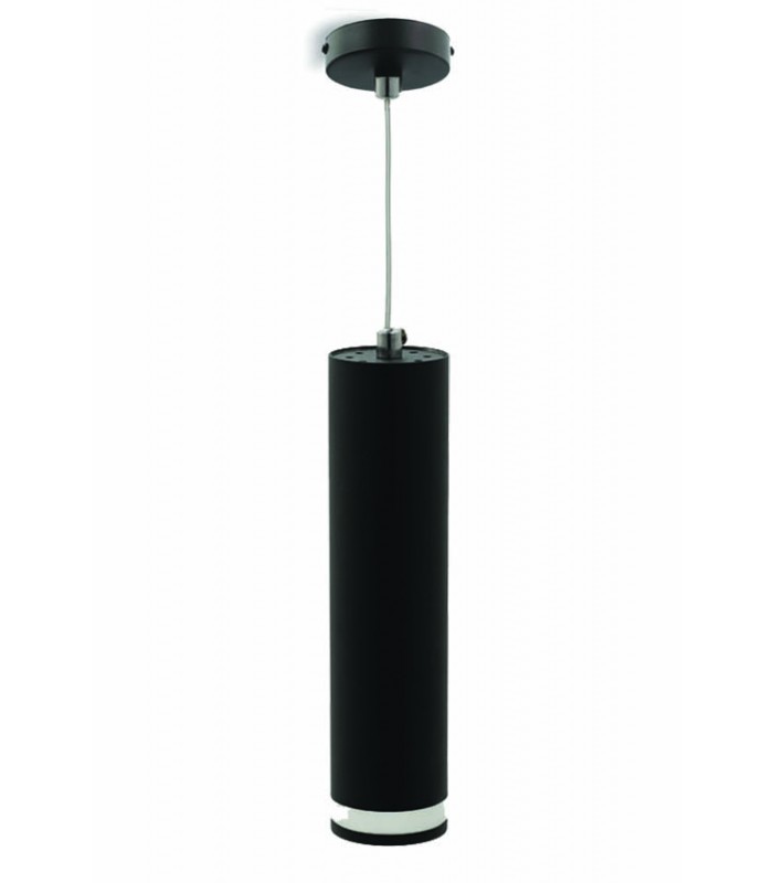 PENDANT SPOT LIGHT GU10 MONOPHASE BLACK WITH TRANSPARENT RING LUMO P Φ55x200mm 2102300 VITO