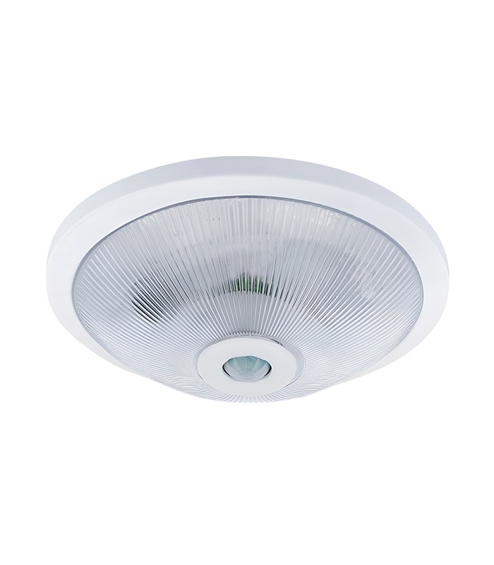 SURFACE MOUNTED PLASTIC PLAFON WITH PIR SENSOR 2xE27 LIKYA P Φ290x100mm WHITE 2022661 VITO