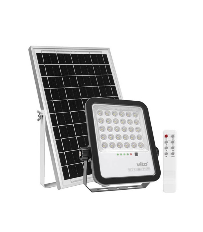 SOLAR LED FLOODLIGHT SAHARA 100W 1100Lm 6000K IP65 WITH 5M CABLE 3210200 VITO