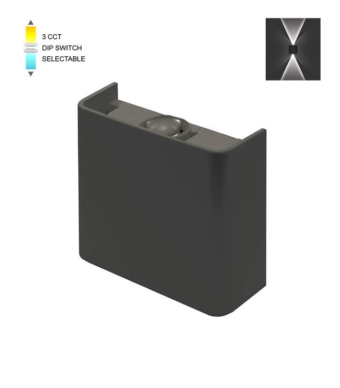 LED ВЪНШНО ОСВЕТЛЕНИЕ BINO-1 2W SMD 3xCCT 11*10CM IP65 ЧЕРНО