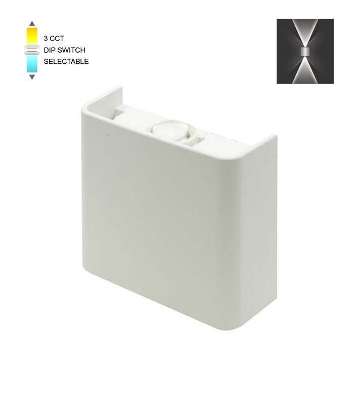 LED ВЪНШНО ОСВЕТЛЕНИЕ BINO-1 2W SMD 3xCCT 11*10CM IP65 БЯЛО