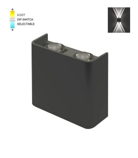 LED ВЪНШНО ОСВЕТЛЕНИЕ BINO-2 4W SMD 3xCCT 11*10CM IP65 ЧЕРНО