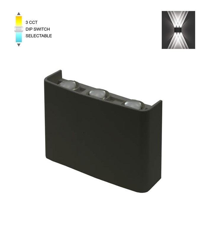 LED ВЪНШНО ОСВЕТЛЕНИЕ BINO-3 6W SMD 3xCCT 16*10CM IP65 ЧЕРНО 3231110 VITO