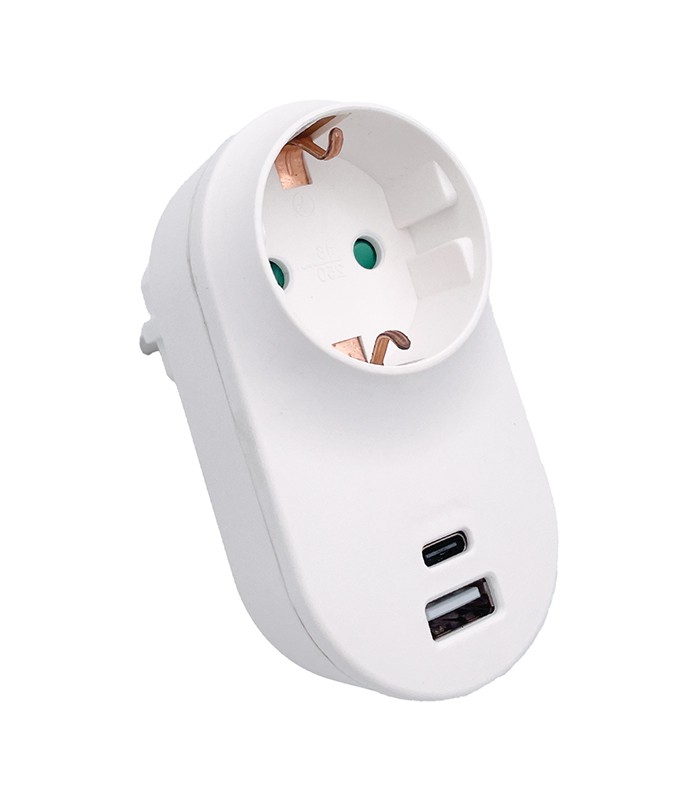 SOCKET UNIX-C 16A 3680W 2xUSB-3.1A WHITE EARTH-LINE SHUTTER PLUG+SOCKET 8002820 VITO