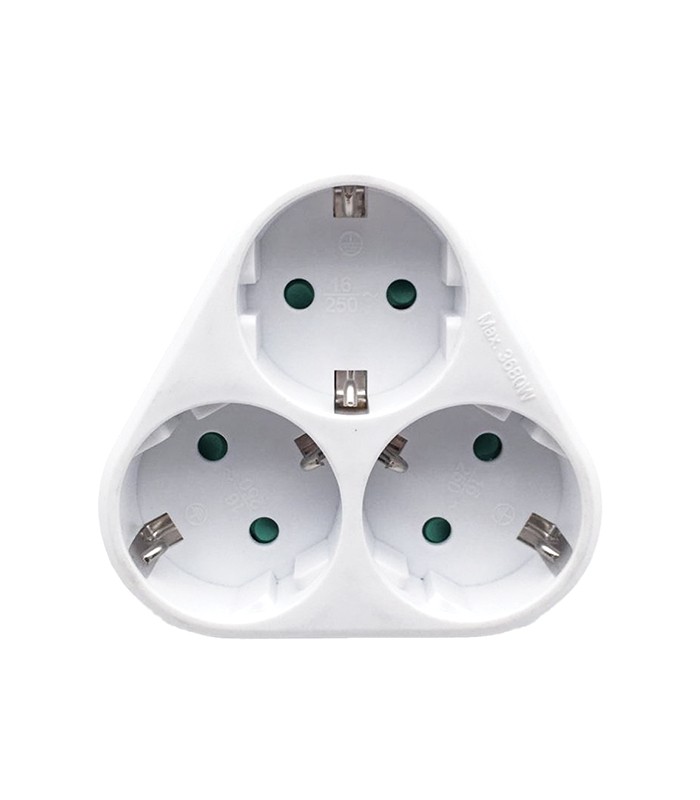 MULTISOCKET TRIPLO-R 16A 3680W WHITE EARTH-LINE SHUTTER PLUG+3xSOCKET 8002840 VITO
