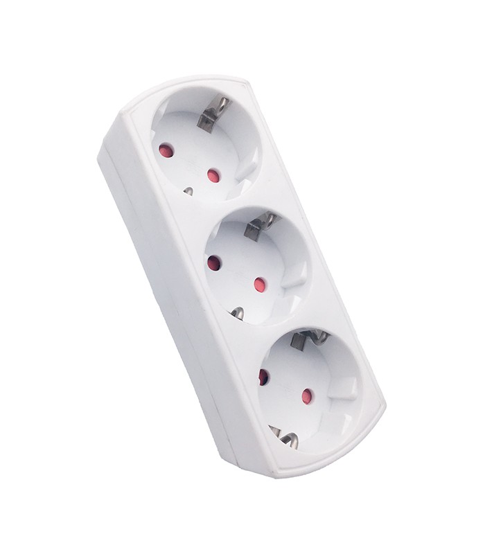MULTISOCKET TRIPLO-S 16A 3680W WHITE EARTH-LINE SHUTTER PLUG+3xSOCKET 8002850 VITO