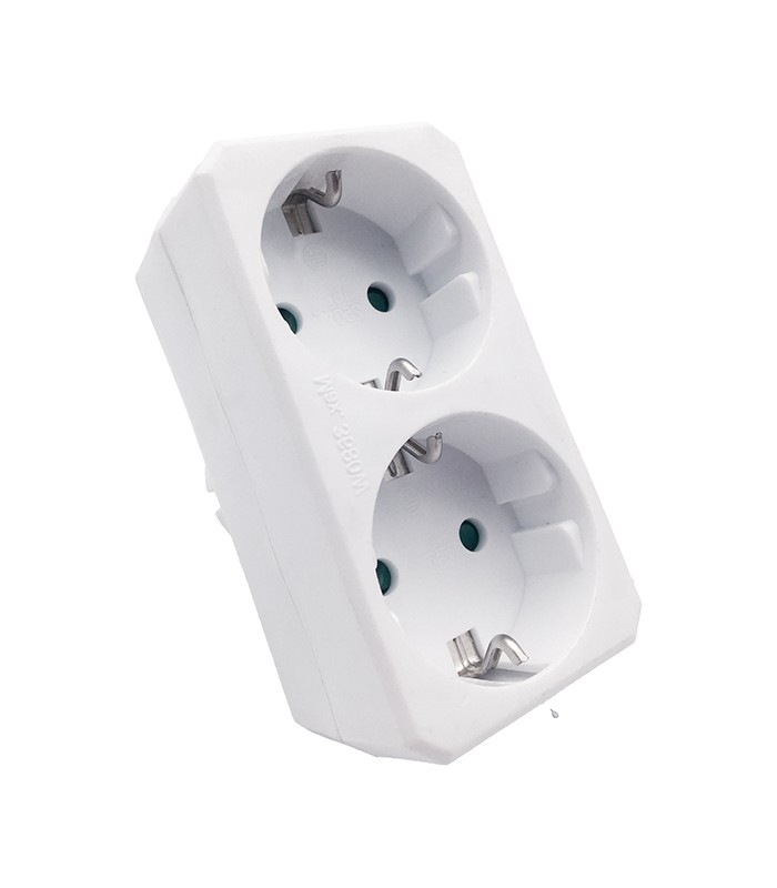 MULTISOCKET DUPLO-S 16A 3680W WHITE EARTH-LINE SHUTTER PLUG+2xSOCKET 8002870 VITO