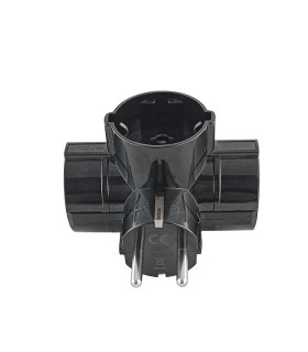TRIPPLE SOCKET TRIPLO 16A 3680W BLACK EARTH-LINE SHUTTER 8002541 VITO