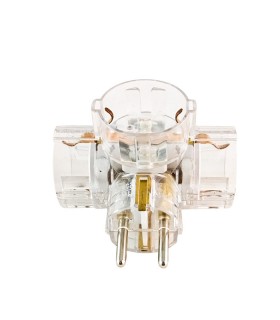 TRIPPLE SOCKET TRIPLO 16A 3680W TRANSPARENT EARTH-LINE SHUTTER 8002542 VITO