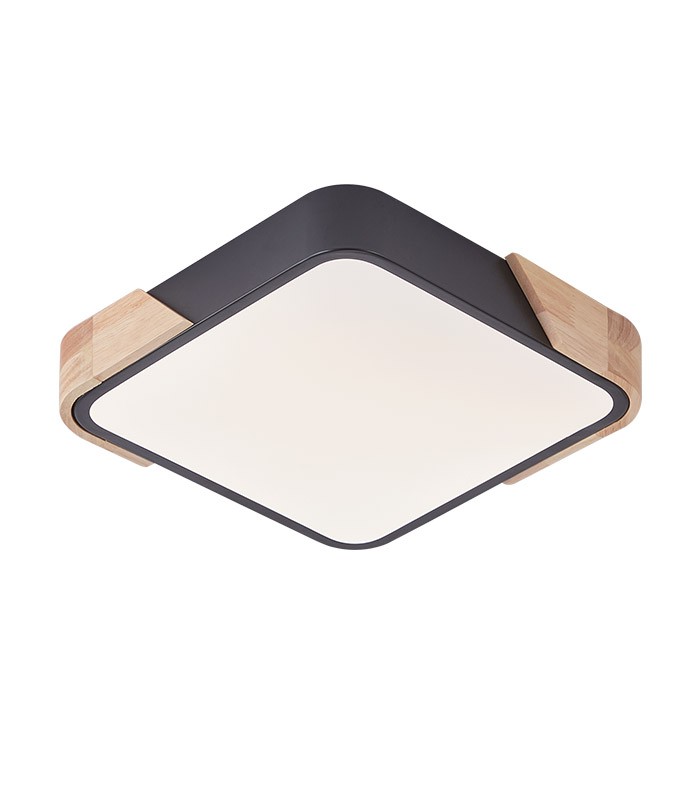 LED CEILING LAMP FINESSE S2-35 400x400xH50 35W 3xCCT (3000K/4000K/6500K) 2975Lm MAT BLACK+WOODEN 2027980 VITO