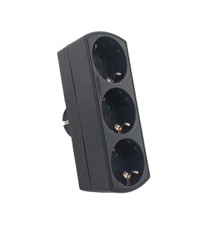 MULTISOCKET TRIPLO-S 16A 3680W BLACK EARTH-LINE SHUTTER PLUG+3xSOCKET 8002851 VITO
