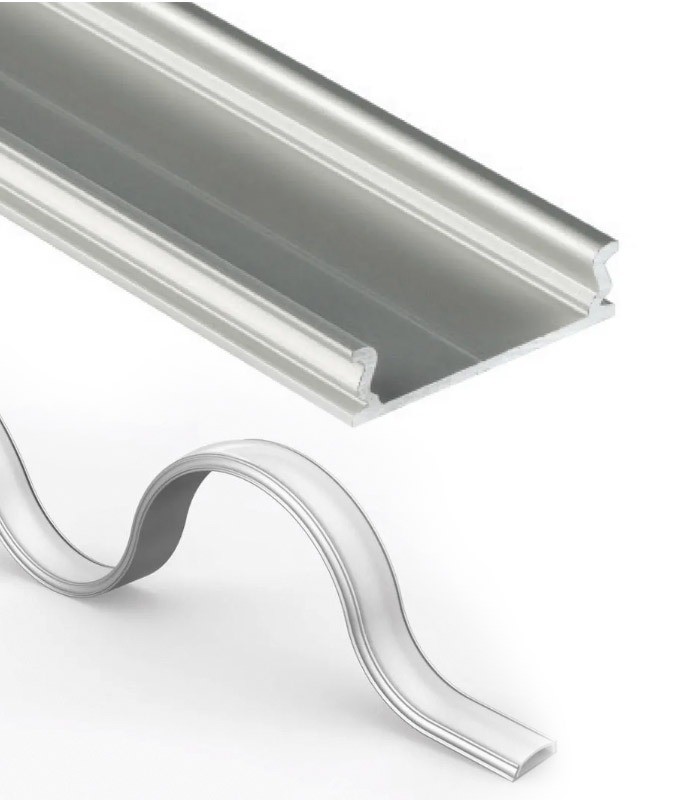 ГЪВКАВ АЛУМИНИЕВ ПРОФИЛ BENDFLEX-P 18x5MM, ДЪЛЖИНА 2M, СРЕБРИСТ ЦВЯТ,БЕЗ ДИФУЗЕР  9930220 VITO