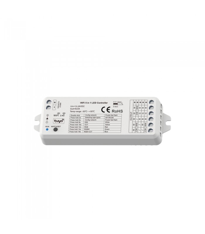 ДИМИРУЕМ КОНТРОЛЕР MAESTRO-9 RF + TUYA WIFI 5xCH 12V-24VDC IP20 6210240 VITO