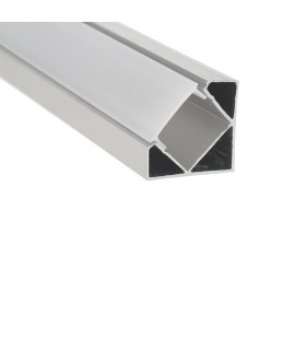 ALUMINIUM PROFILE SET PROFLEX-N4 SURFACE-MOUNTED SILVER AL PROFILE + WHITE PC DIFF. + 2xCAPS + 2xCLIPS 18X18MM IP20 2M 9900260 V