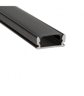 ALUMINIUM PROFILE SET PROFLEX-N1 SURFACE-MOUNTED BLACK AL PROFILE + BLACK PC DIFF. + 2xCAPS + 2xCLIPS 16.4X6.8MM IP20 2M 9900231