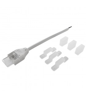 ЗАХРАНВАЩ КАБЕЛ С КОНЕКТОР ЗА StripLED 24V COB 5541200-5541210-5541220 КОМПЛЕКТА СЪДЪРЖА 5БР КАБЕЛИ, 50БР КЛИПСОВЕ И 10БР КАПАЧК