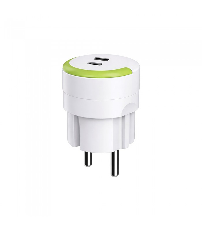 USB ЗАРЯДНО УСТРОЙСТВО POPPY TYPE-A+TYPE-C MAX. 20W ЗЕЛЕНО КРЪГЛО 8008040 VITO