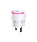 USB ЗАРЯДНО УСТРОЙСТВО POPPY TYPE-A+TYPE-C MAX. 20W РОЗОВО КРЪГЛО 8008050 VITO