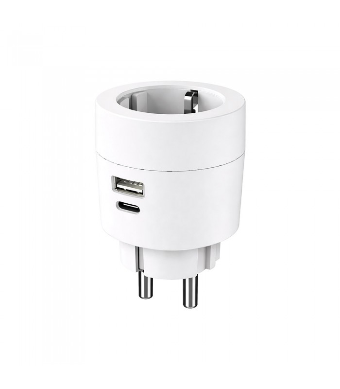 USB ЗАРЯДНО УСТРОЙСТВО OLLY TYPE-A+TYPE-C MAX. 17W БЯЛО КРЪГЛО С КОНТАКТ 8008080 VITO