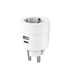 USB ЗАРЯДНО УСТРОЙСТВО OLLY TYPE-A+TYPE-C MAX. 17W БЯЛО КРЪГЛО С КОНТАКТ 8008080 VITO