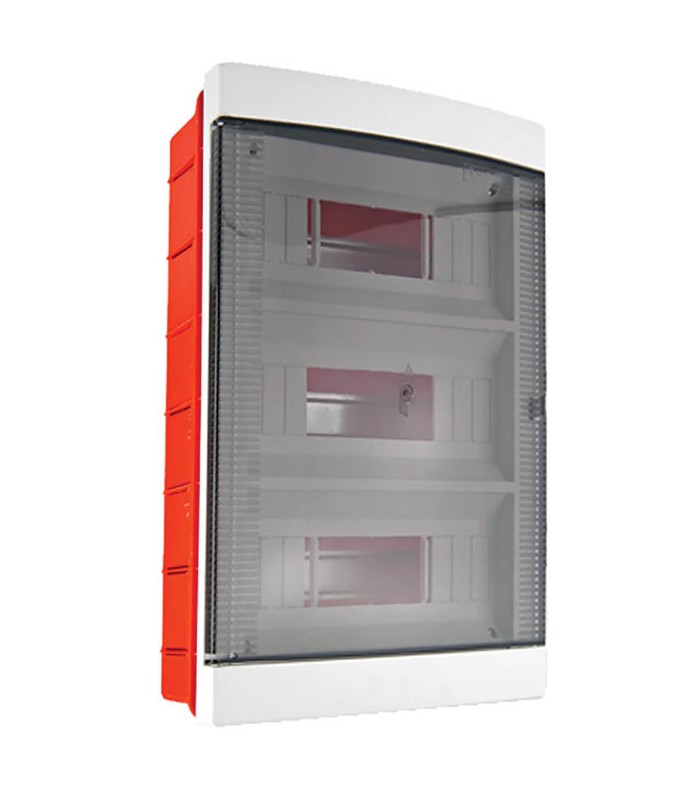 FUSE BOX RECESSED MOUNTED 3 LINES 36 POSITIONS WITH SEMI TRANSPARENT DOOR 8006030 VITO