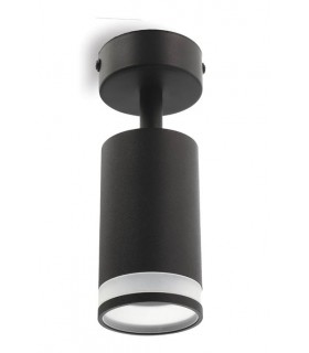 SPOT LIGHT FIXTURE SURFACE MOUNTED LUMO-C GU10 ADJUSTABLE ANGLE Φ55x100mm BLACK & TRANSPARENT 2102240 VITO