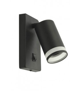 WALL LIGHT FIXTURE LUMO-W GU10 ADJUSTABLE ANGLE WITH SWITCH Φ55x100mm 60x140mm BLACK & TRANSPARENT 2102250 VITO