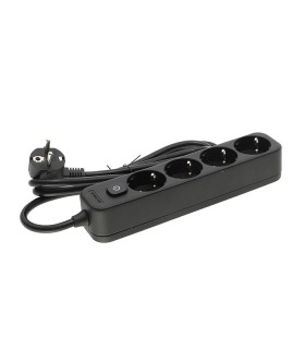 4 GANG GROUNDED GROUP SOCKET SCHUKO WITH CHILD PROTECTION UNICO-4 3M 3G1.5 CABLE BLACK  8002490 VITO