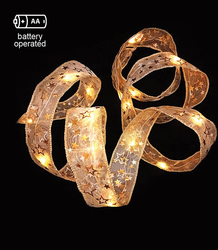 CHRISTMAS LIGHTING NATALE-20 FLAT RIBBON 20LED 27K 2M 2AA IP20 SILVER 5620760 VITO