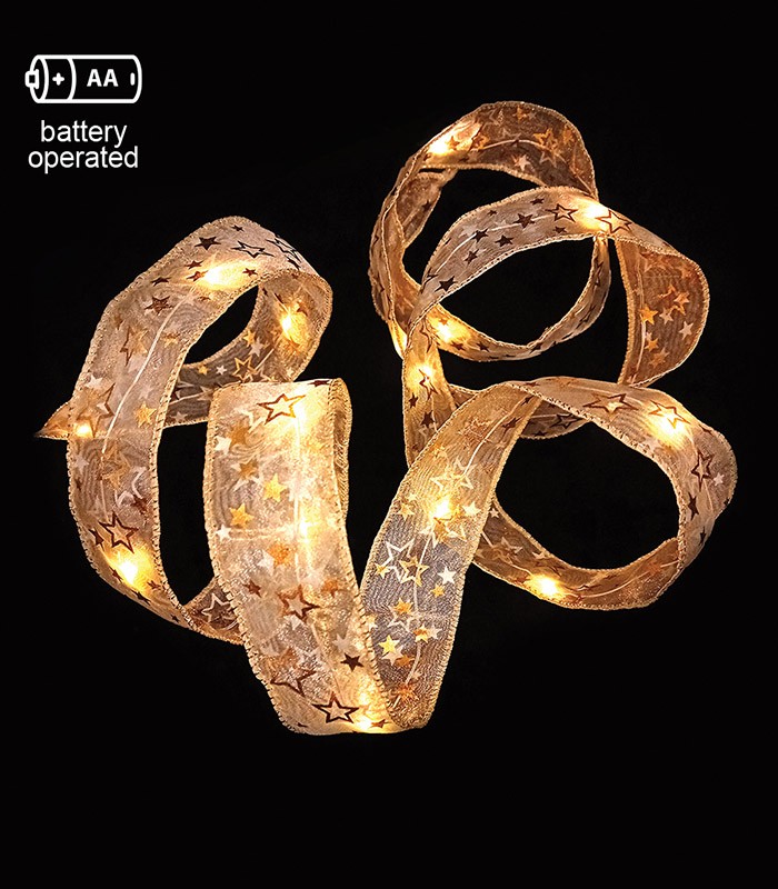 CHRISTMAS LIGHTING NATALE-20 FLAT RIBBON 50LED 27K 5M 2AA IP20 SILVER 5620770 VITO