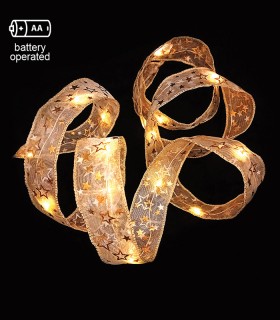 CHRISTMAS LIGHTING NATALE-20 FLAT RIBBON 50LED 27K 5M 2AA IP20 SILVER 5620770 VITO