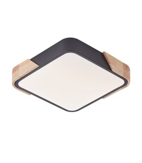 LED CEILING LAMP FINESSE S2-35 400x400xH50 35W 3xCCT (3000K/4000K/6500K) 2975Lm MAT BLACK+WOODEN 2027980 VITO