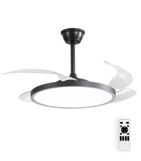 CEILING FAN WITH LED LAMP FANLUX-D4 30W 3xCCT (3000K/4500K/6500K) 2250Lm 106CM BLACK REMOTE 2027770 VITO