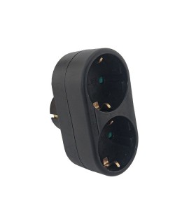 MULTISOCKET DUPLO-R 16A 3680W BLACK EARTH-LINE SHUTTER PLUG+2xSOCKET 8002861 VITO