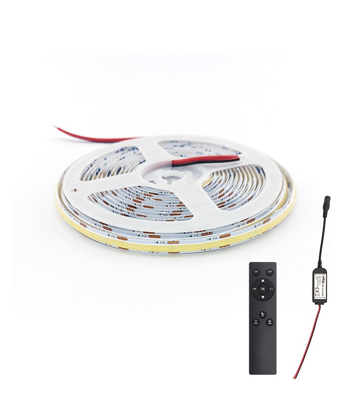 COB LED STRIP LEDStrip+ 24V 480xCOB 12W/m Cut Size 5cm/3CCT 3M Tape 8mm IP20 5m/roll +CONTROLLER 5541031 VITO
