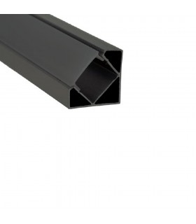 ALUMINIUM PROFILE SET PROFLEX-N4 SURFACE-MOUNTED BLACK AL PROFILE + BLACK PC DIFF. + 2xCAPS + 2xCLIPS 18X18MM IP20 2M 9900261 VI