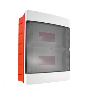 FUSE BOX RECESSED MOUNTED 2 LINES 16 POSITIONS WITH SEMI TRANSPARENT DOOR 8006010 VITO
