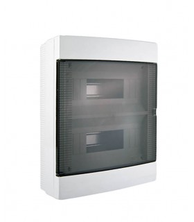 FUSE BOX SURFACE MOUNTED 2 LINES 16 POSITIONS WITH SEMI TRANSPARENT DOOR 8006090 VITO