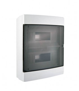 FUSE BOX SURFACE MOUNTED 2 LINES 24 POSITIONS WITH SEMI TRANSPARENT DOOR 8006100 VITO