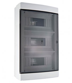 FUSE BOX SURFACE MOUNTED 3 LINES 36 POSITIONS WITH SEMI TRANSPARENT DOOR 8006110 VITO