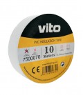 INSULATION TAPE WITH ADHESIVE 10m WHITE FIRE RETARDANT 0.13mm x15mm 7500070 VITO